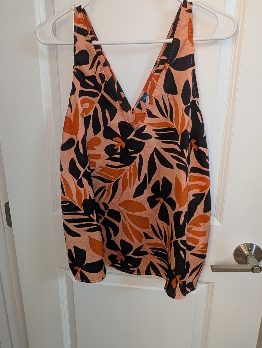 Old Navy Peach and Black Floral V-Neck Camisole